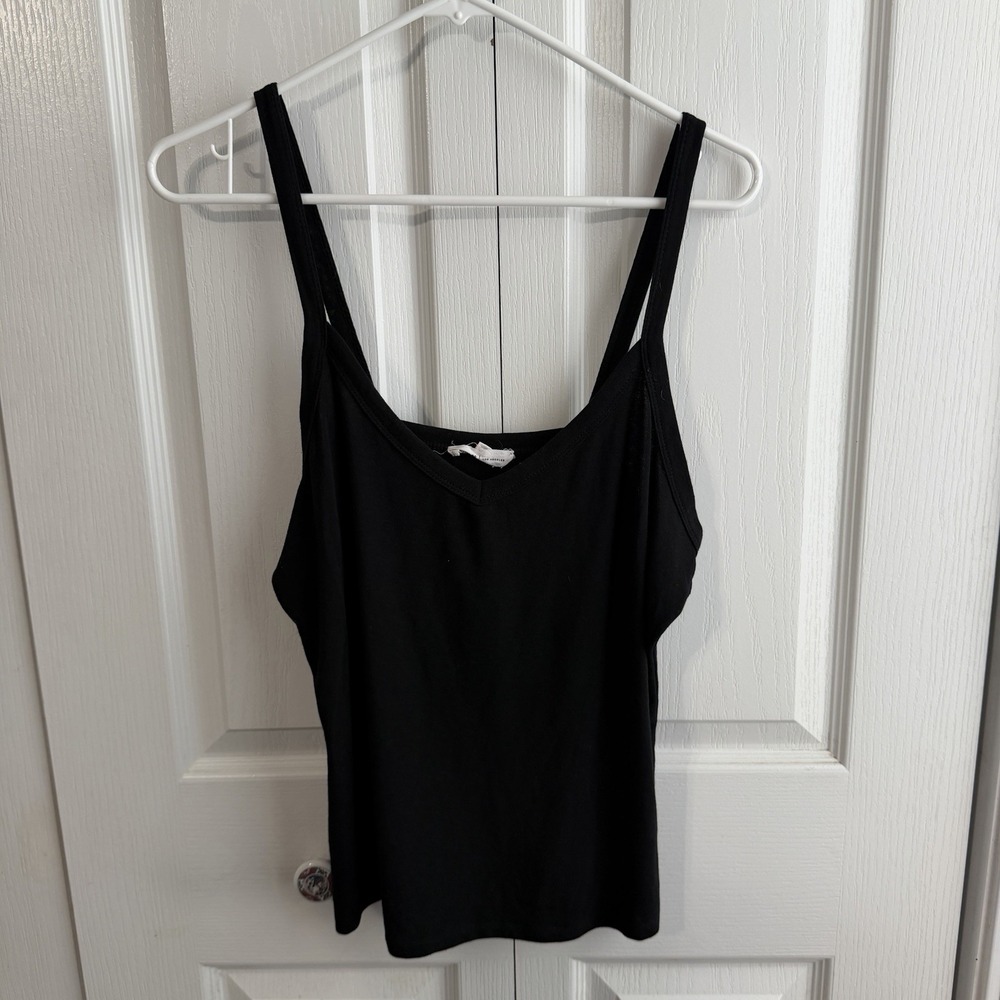 Grey Lab Black V Neck Tank‎ Top Women's Size Large Boho Minimalist Beach Travel